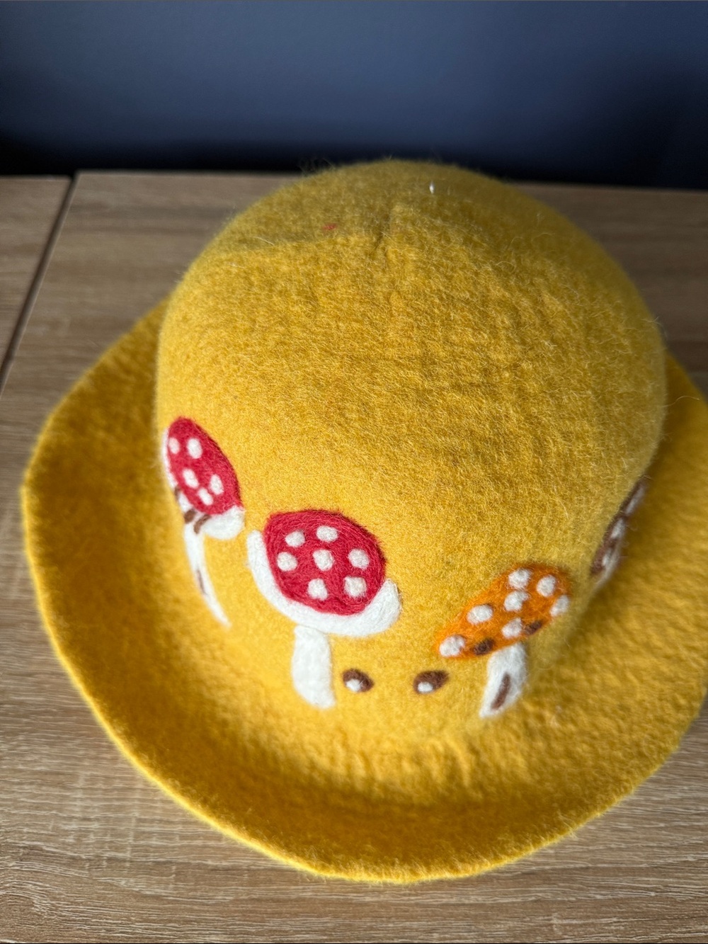 Women’s Yellow Felt Mushroom Hat - Brand Not Visible (M)
